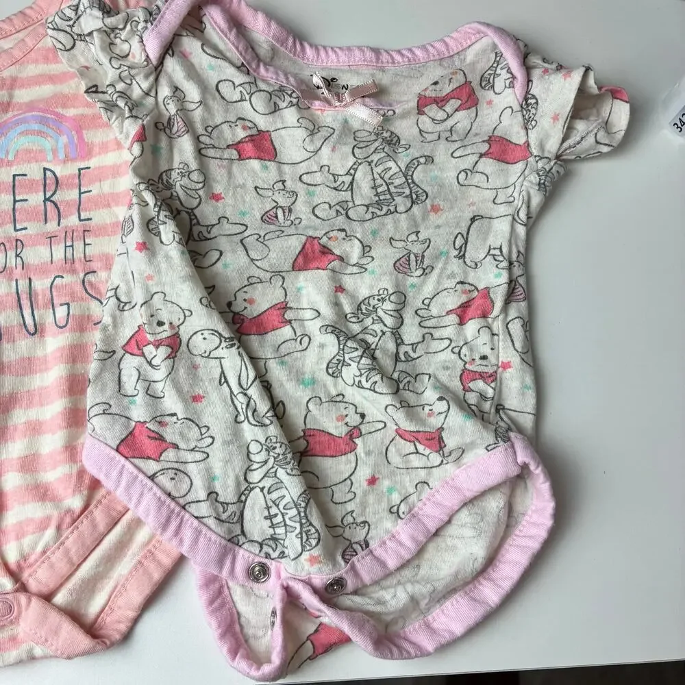 Disney Baby Girl Winnie The Pooh Short Sleeve Bodysuits Lot of 2 Size 3-6mo Pink
